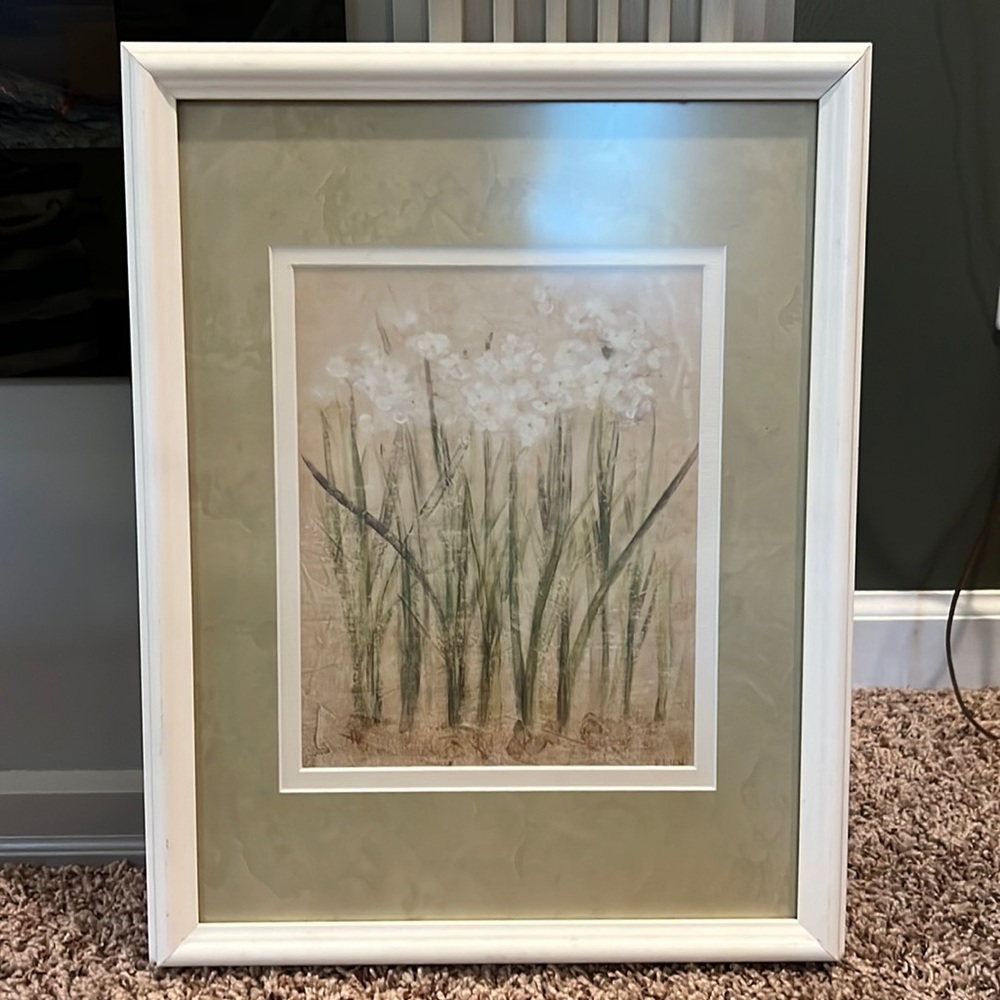 Framed and matted floral art
